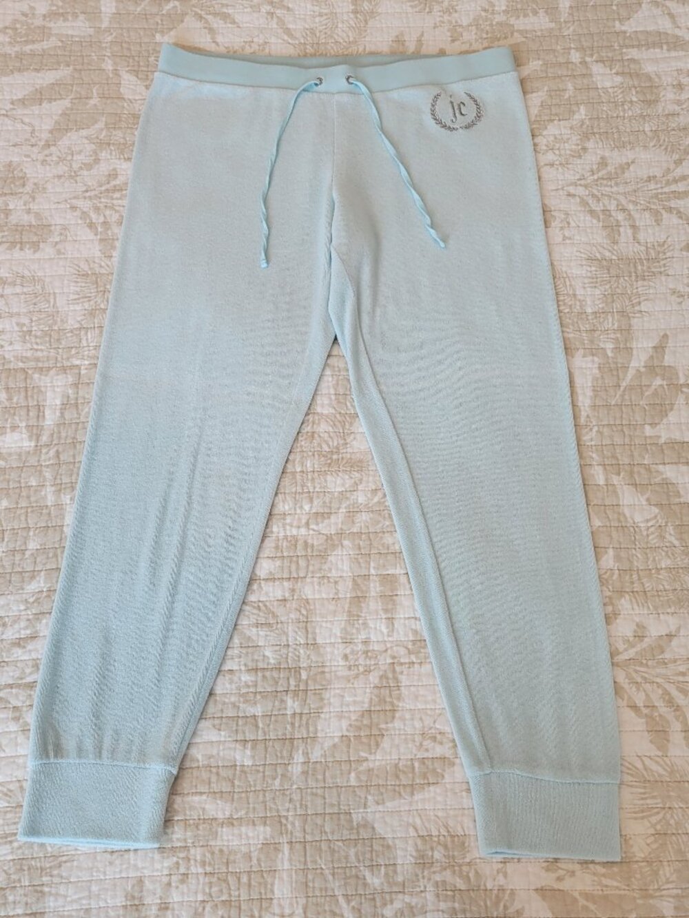 JUICY COUTURE Vintage Y2K Soft Terrycloth Jogger in Light Aqua & Silver Logo - L